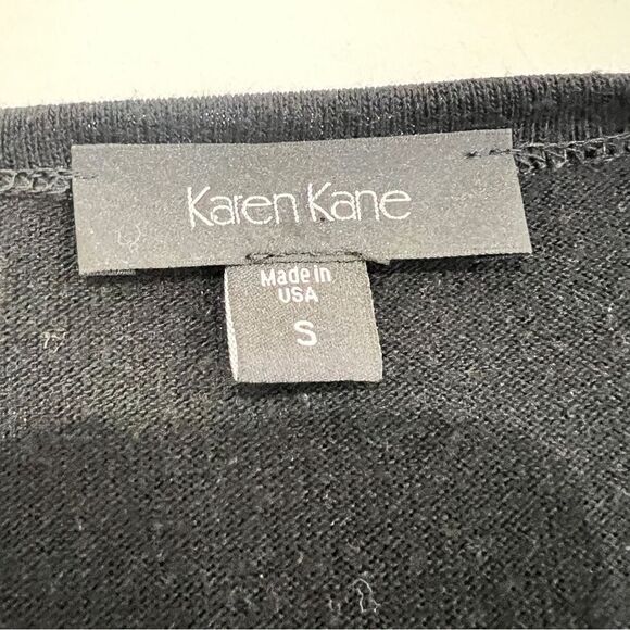 Karen Kane Black Open Front Cardigan Hi Low Dolman Sleeve Stretch Knit Small - Picture 8 of 9